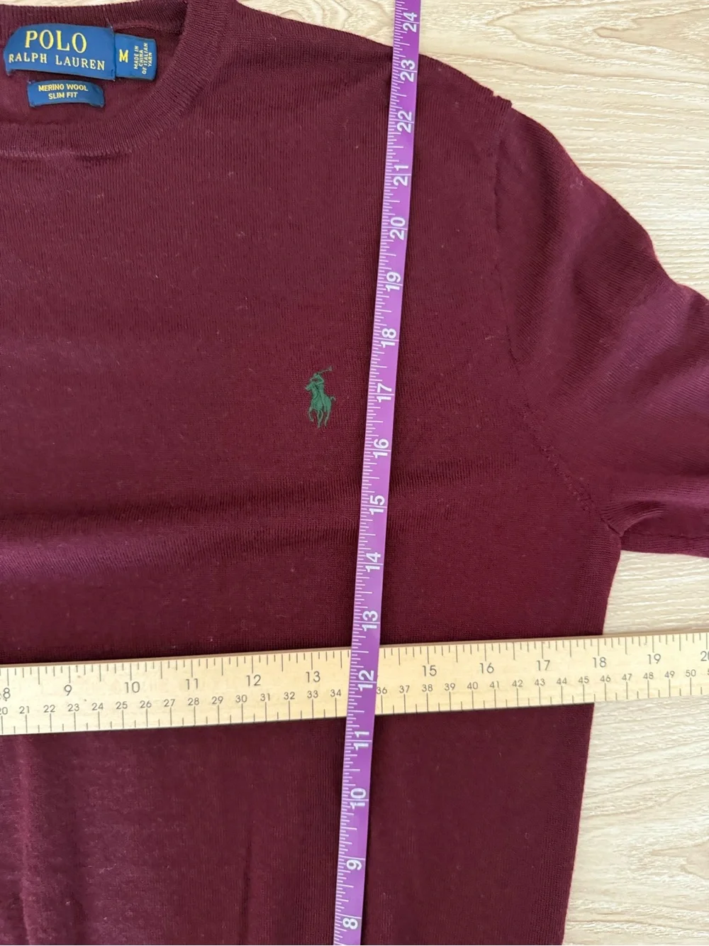 Polo Ralph Lauren Women’s Medium Sweater Merino Wool Slim Fit Burgundy Maroon